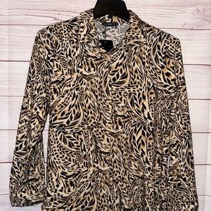 Big Dart Brand Womens Size Large Animal Print Blouse - New With Tags